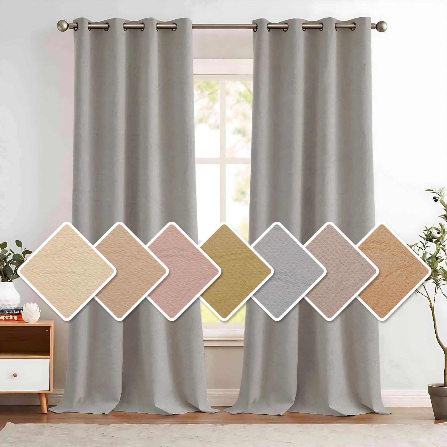 Custom Drapes Pattern Cotton Texture 100% Blackout Drapes