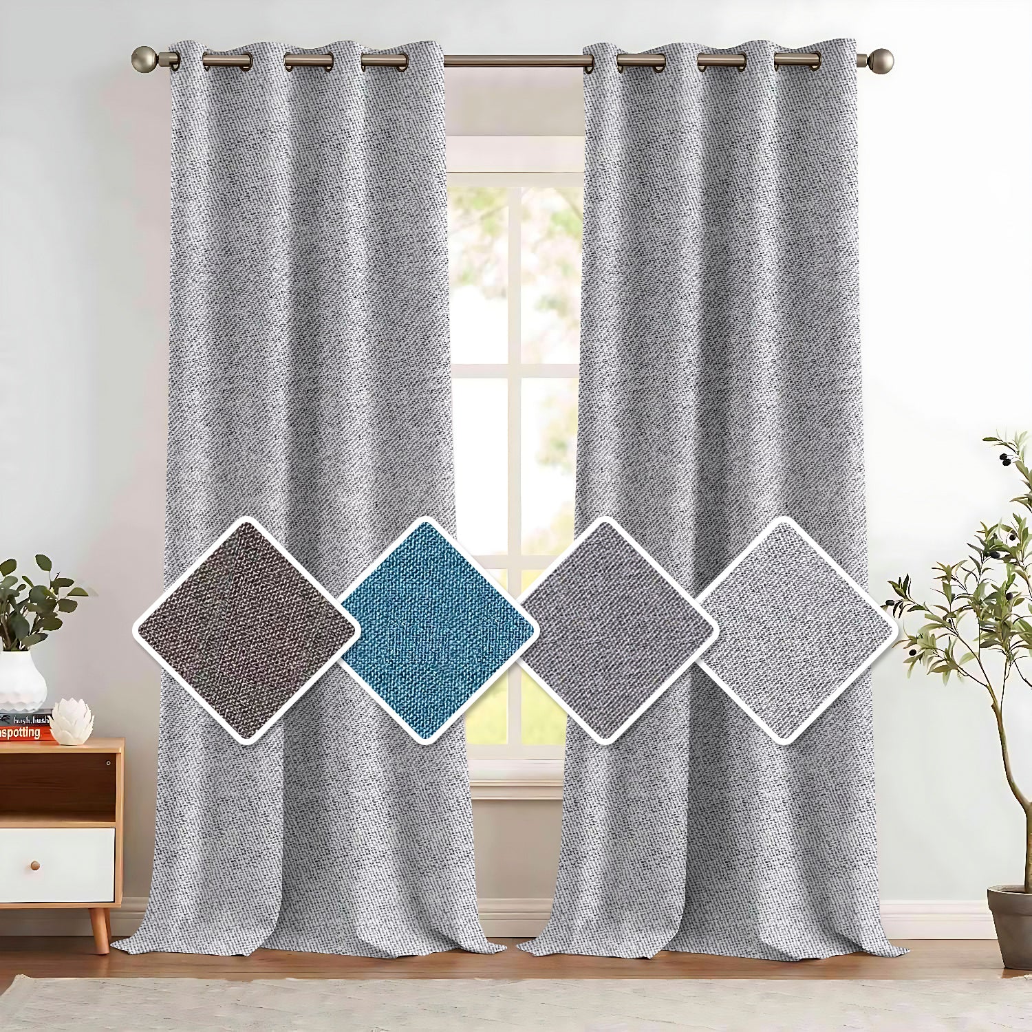 Custom Drapes Natural Linen Texture 100% Blackout Drapes