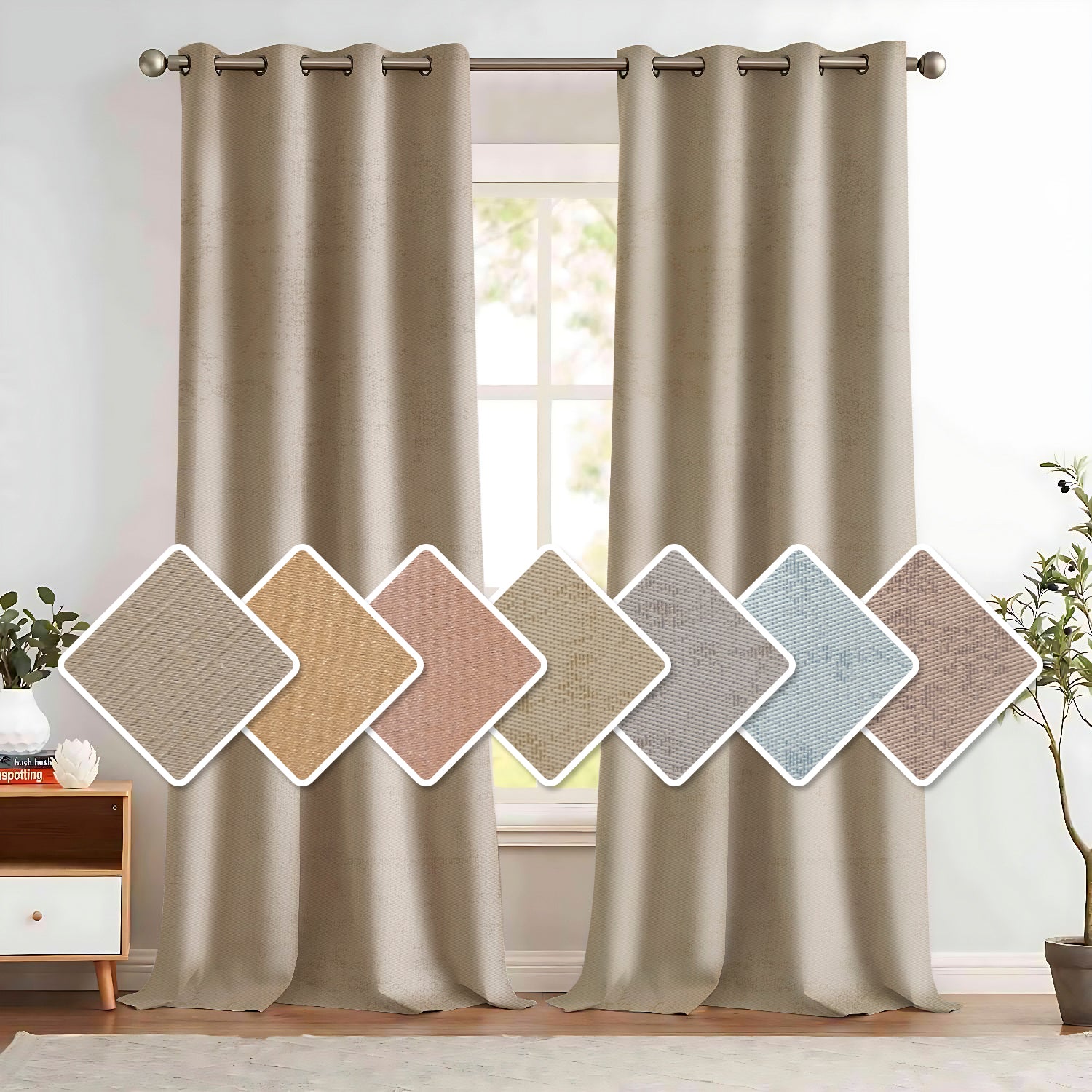 Custom Drapes Silk Texture 100% Blackout Drapes B