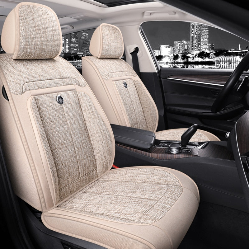 Universal Seat Covers For 90% Sedan SUV Durable Flax Linen Adjustable Summer Cushion Five Seats