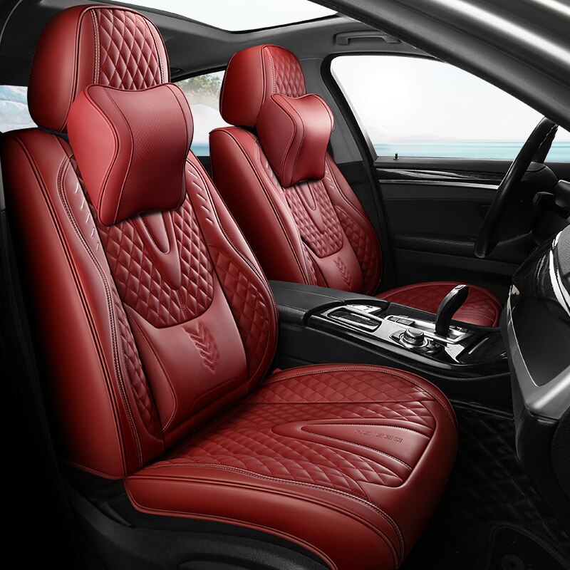 Universal Seat Covers Full Covered Durable Artificial Leather Seat Cushion Include Front and Rear Cover