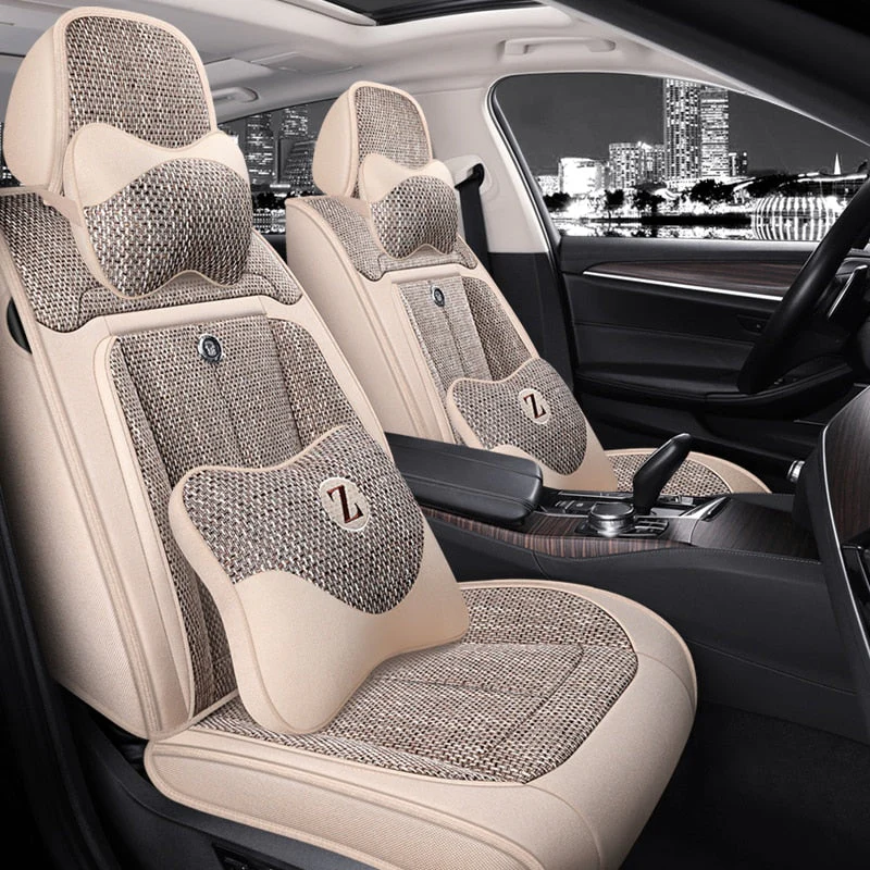 Universal Seat Covers For 90% Sedan SUV Stylish Durable Flax Linen Summer Cushion