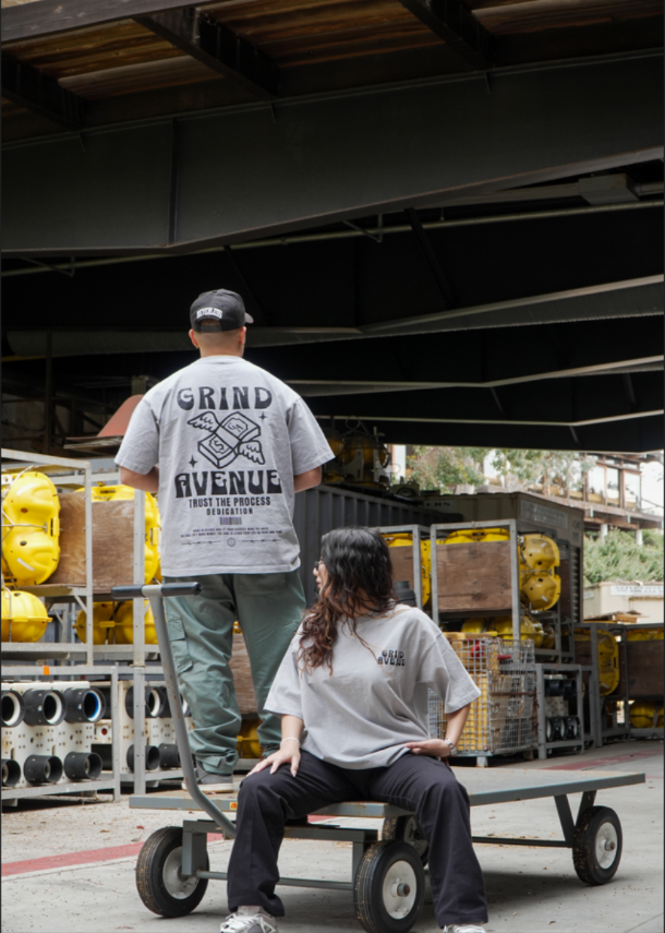 "GA Mula" Light Gray Acid Washed Oversized T