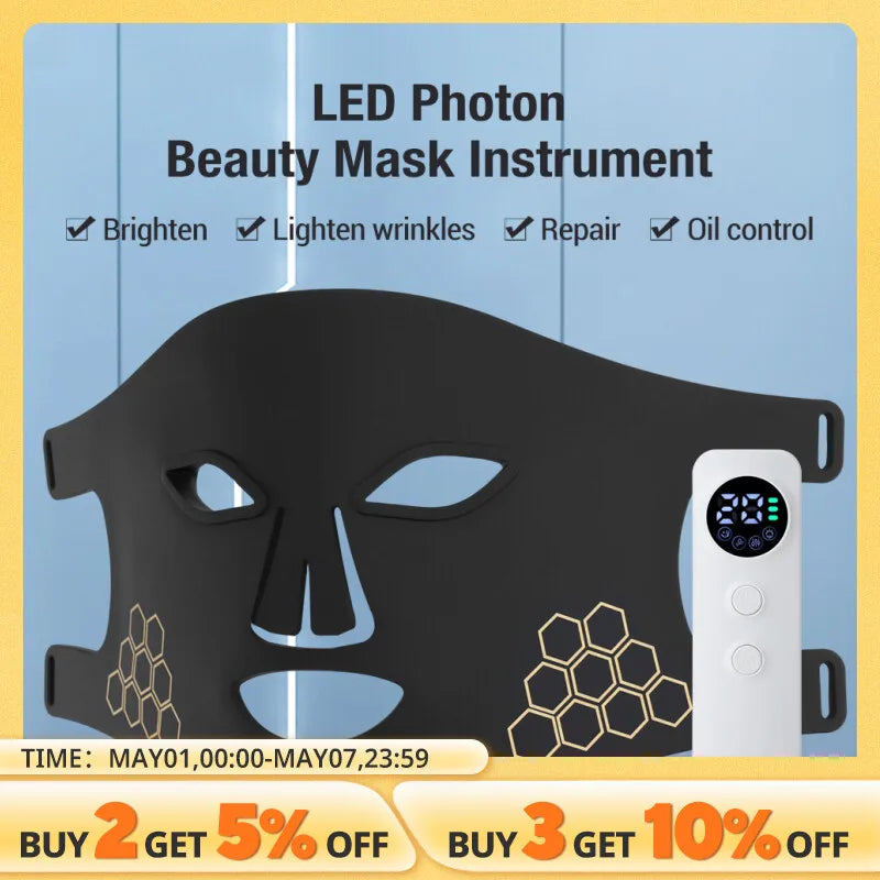 72 LED Photon Beauty Mask Instrument USB Electronic Mask Rejuvenation Lightens Fine Lines Brighten Skin Tone Repair Skin