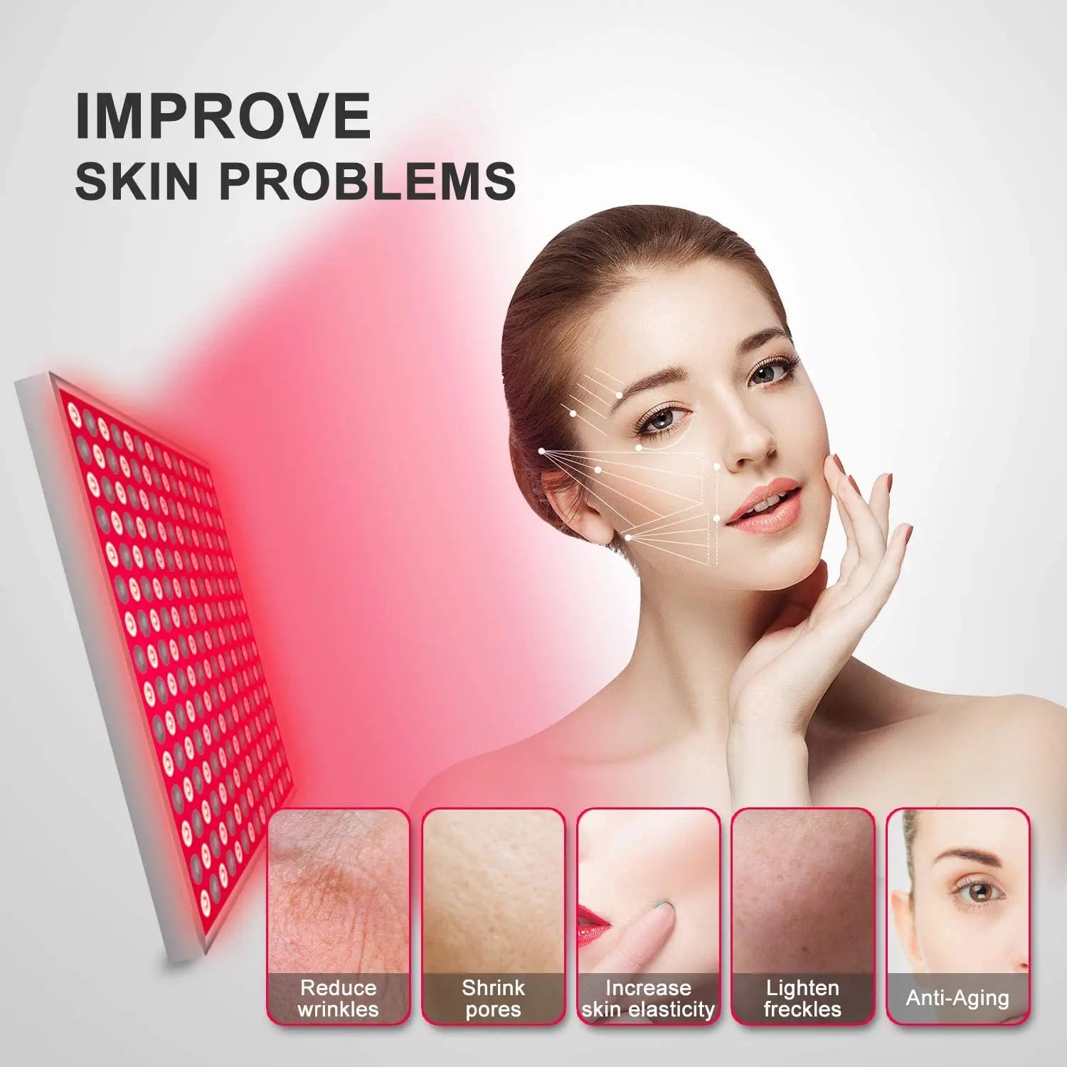 45W Red Light Therapy Panel, Deep Red 660nm and Near Infrared 850nm LED Light Therapy Combo For Skin Beauty, Pain Relief