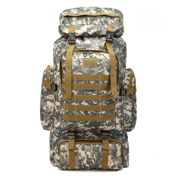 Sac à Dos Randonnée Camouflage Homme 70L - Imperméable et robuste - Adventure™