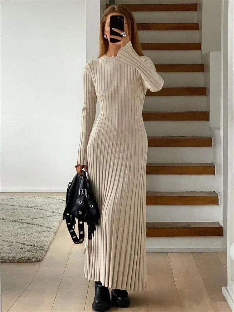 Lace-Up Knit Maxi Dress