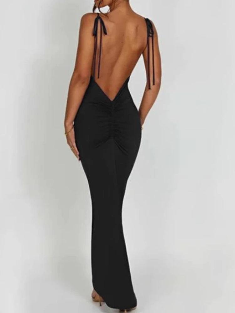 Elegant Backless Slim Maxi Dress