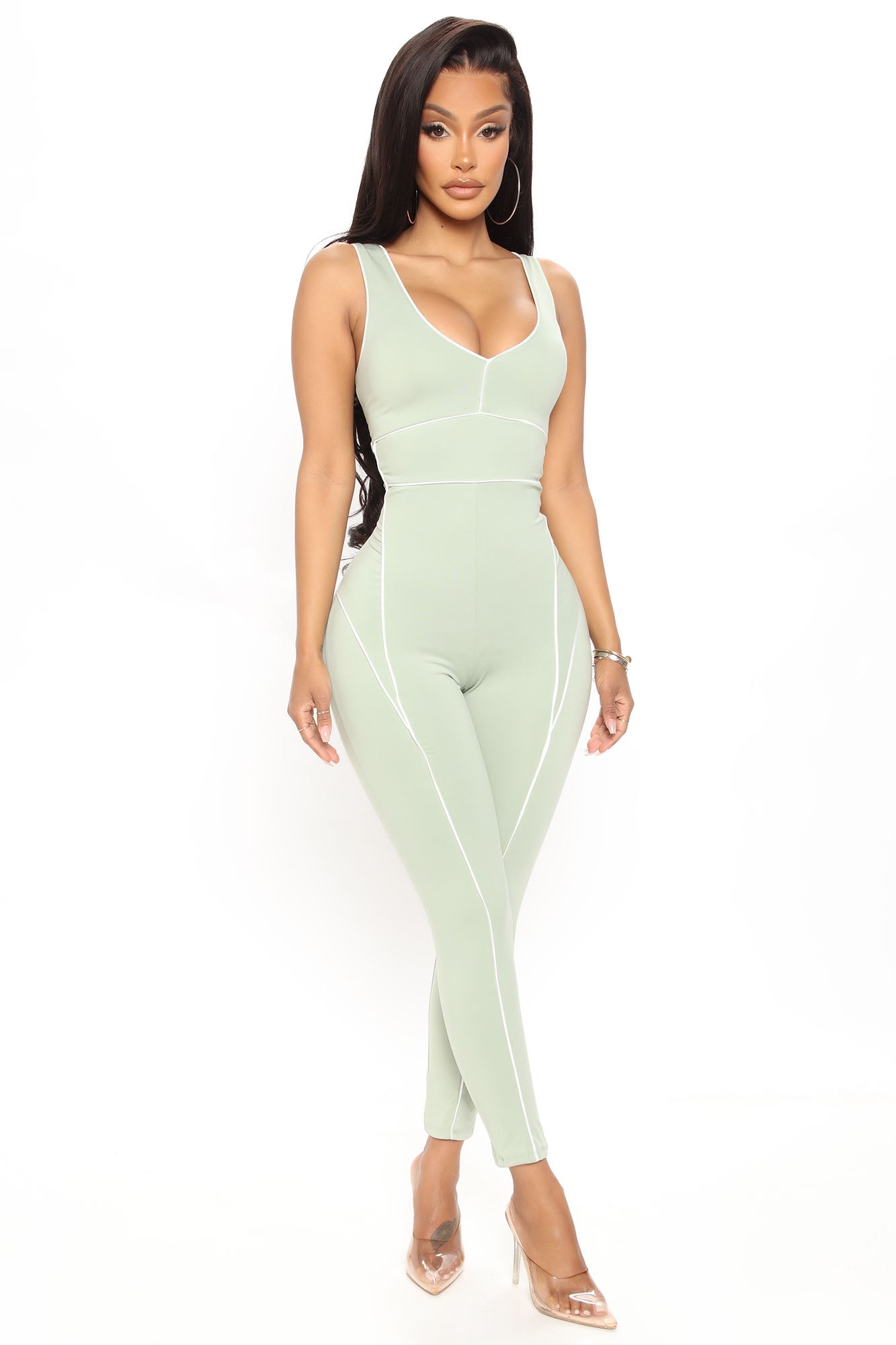 Work You Out Jumpsuit - Sage