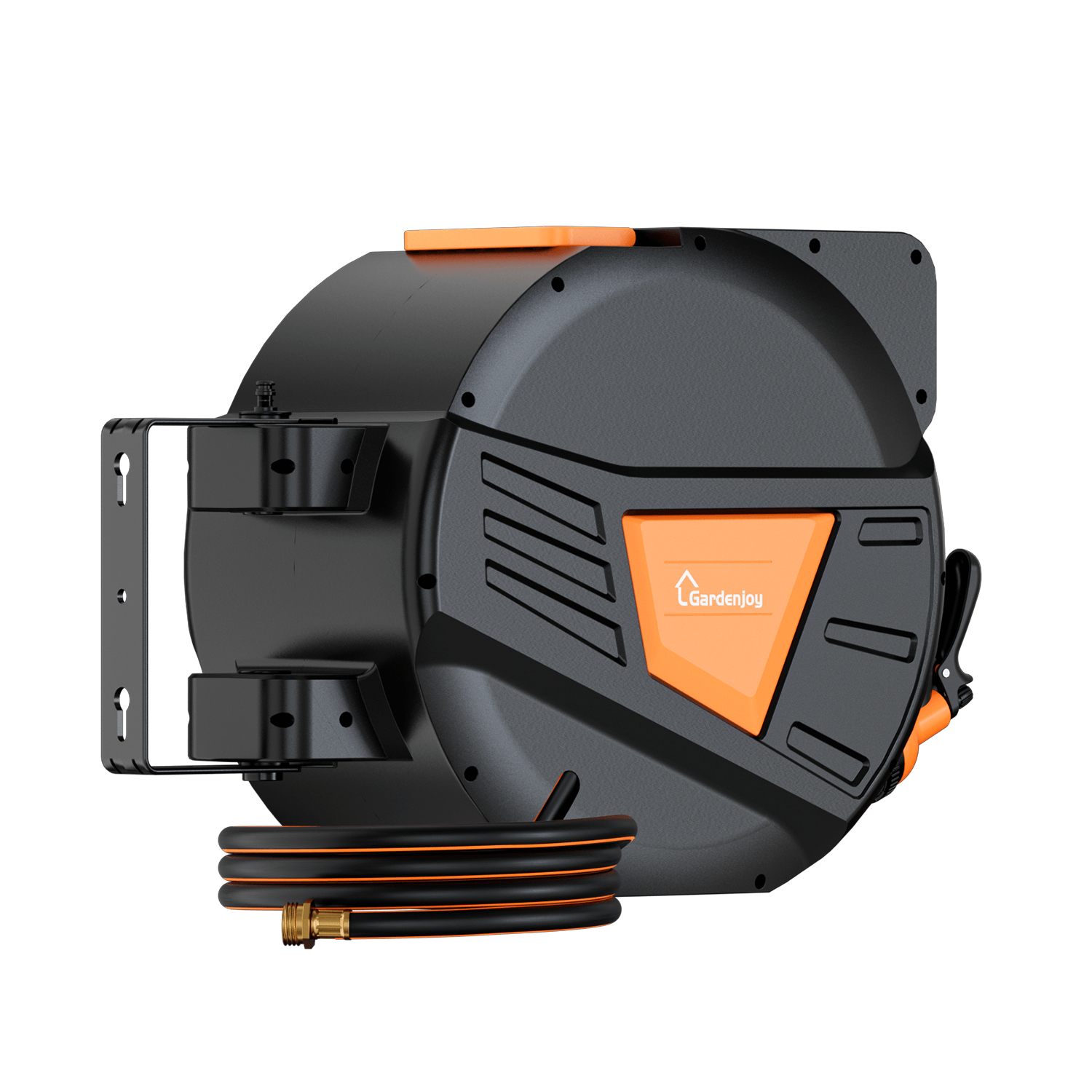 GardenJoy Retractable Garden Hose Reel With Metal Bracket-1/2in-100ft-Orange