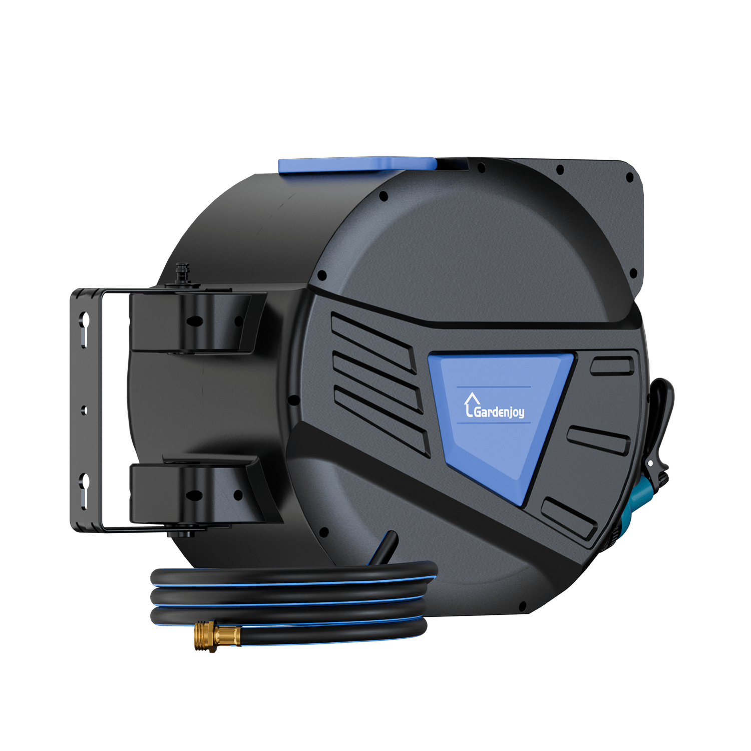 GardenJoy Retractable Garden Hose Reel With Metal Bracket-1/2in-100ft-Blue