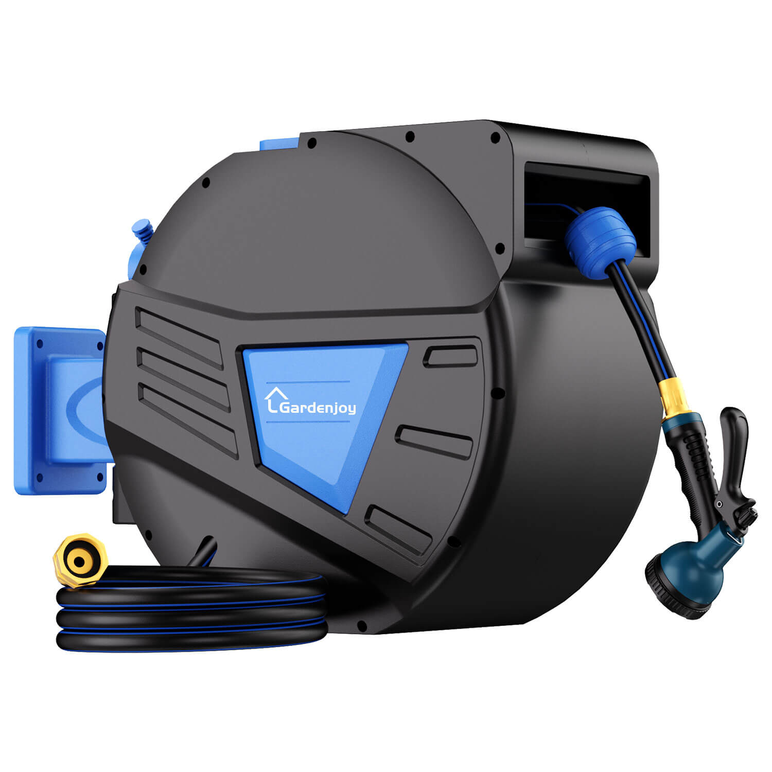 GardenJoy Retractable Garden Hose Reel-1/2in-100ft-Blue