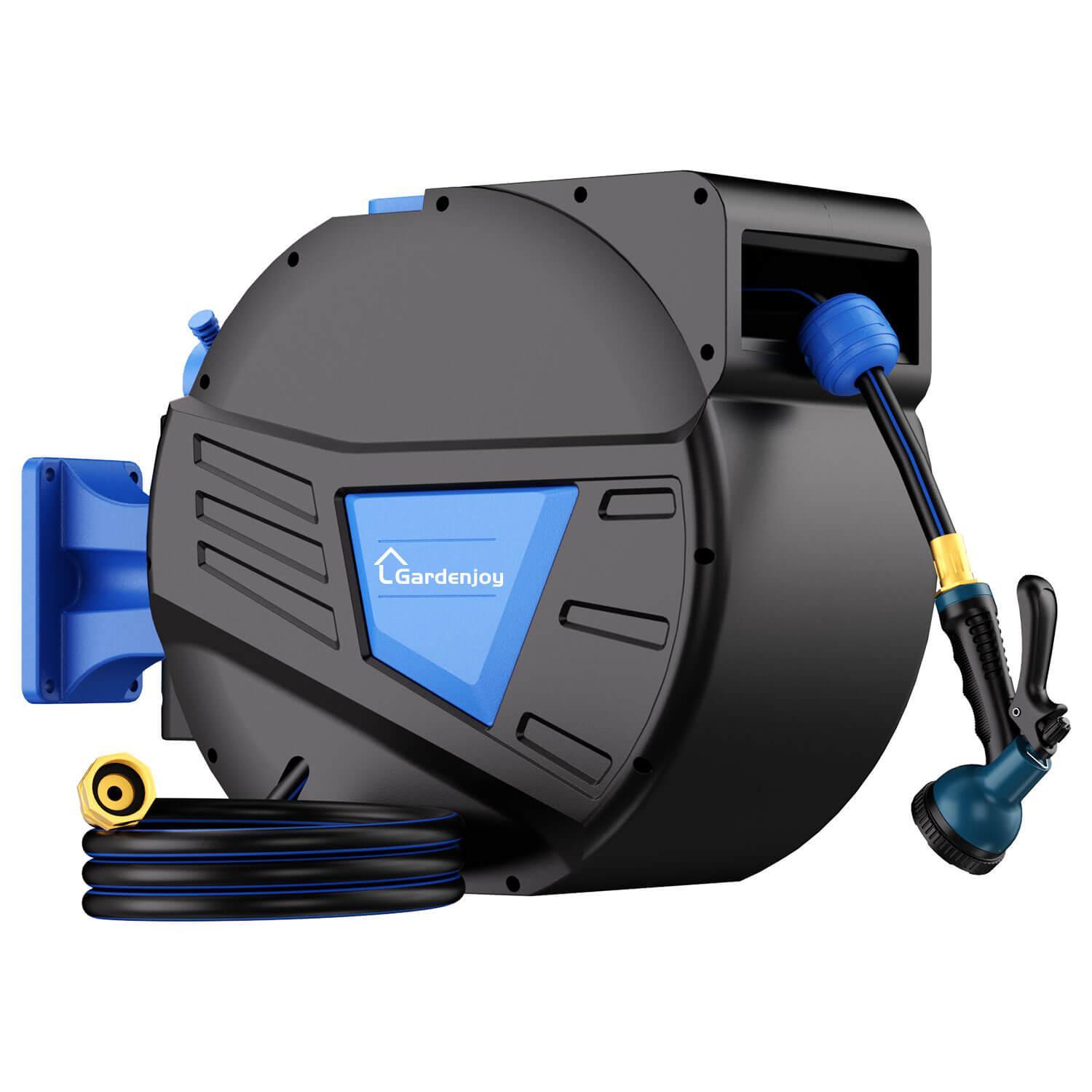 GardenJoy Retractable Garden Hose Reel-Blue