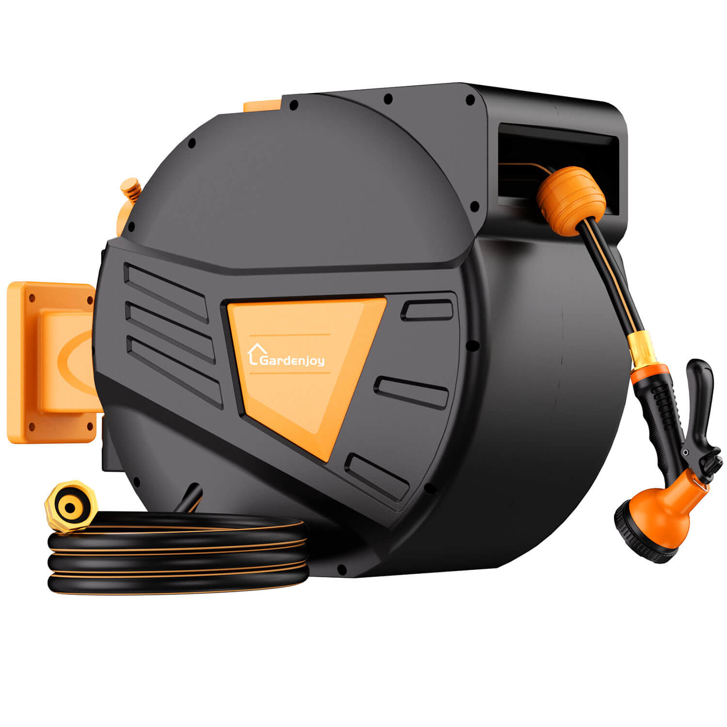 GardenJoy Retractable Garden Hose Reel-1/2in-100ft-Orange