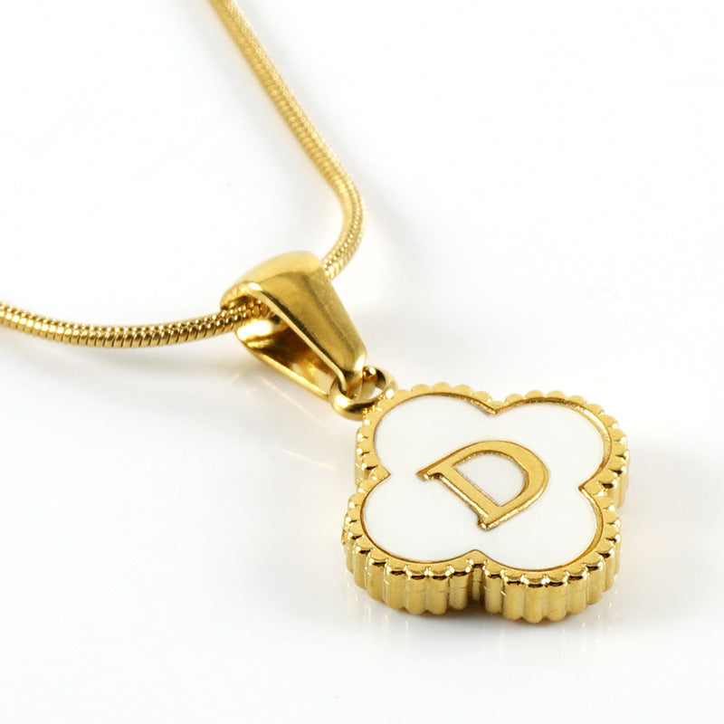Golden Letters Clover Necklace – Elegant Charm for Everyday Luck