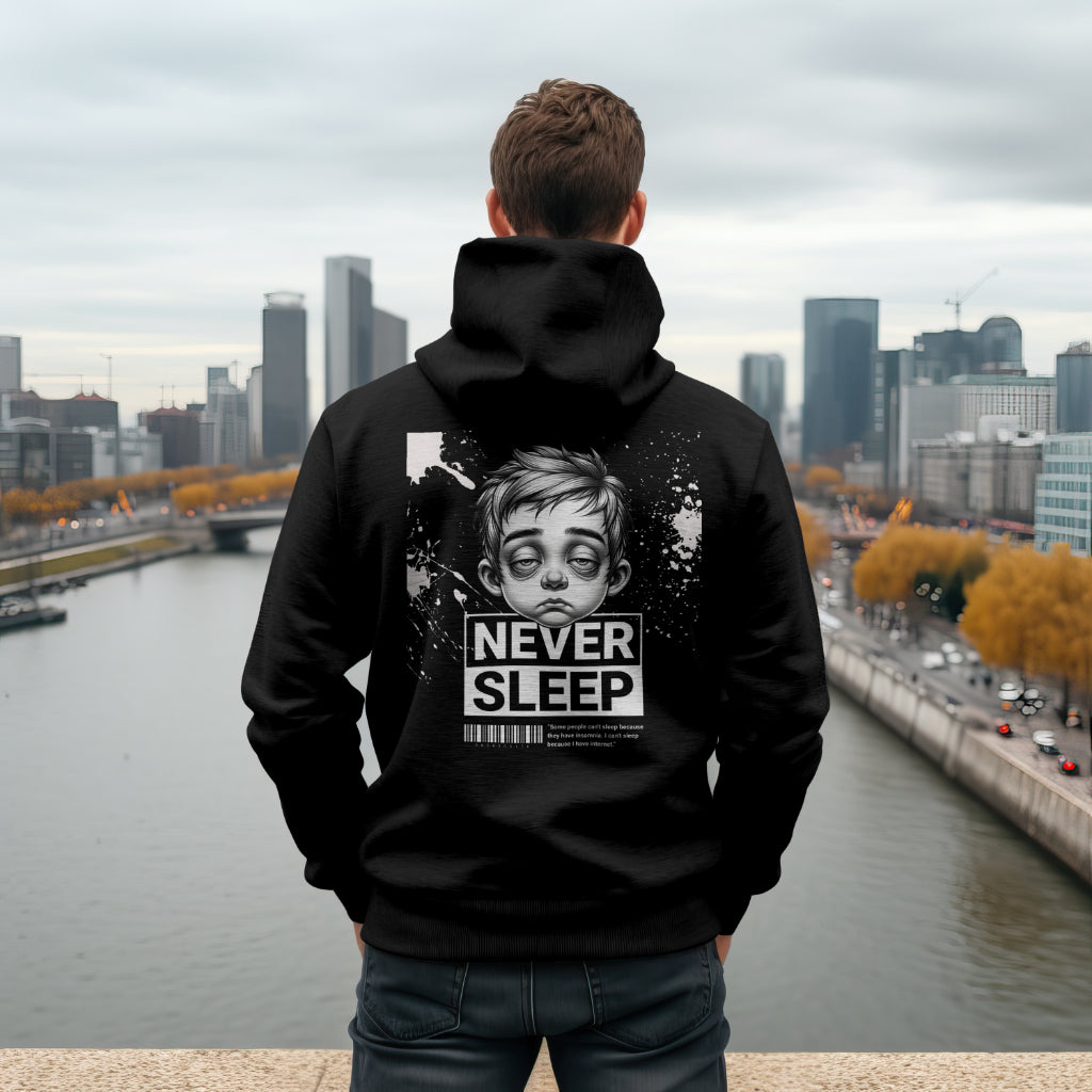 "Never Sleep" Unisex-Kapuzenpullover