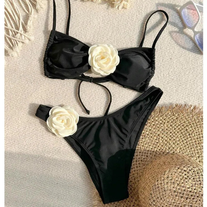 Brazilian Rose Black Bikini Set