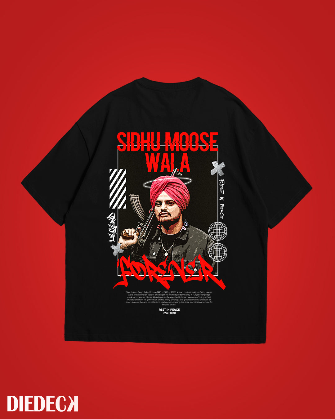 SIDHU MOOSE WALA OVERSIZED TSHIRT - BLACK