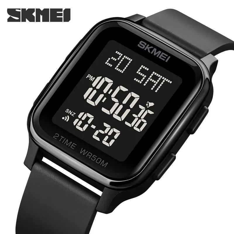 SKMEI Electronic Men's Watches 2 Time Digital Movement Fashion Watch Sport Countdown Clock 50M Waterproof Led Light Wristwatch