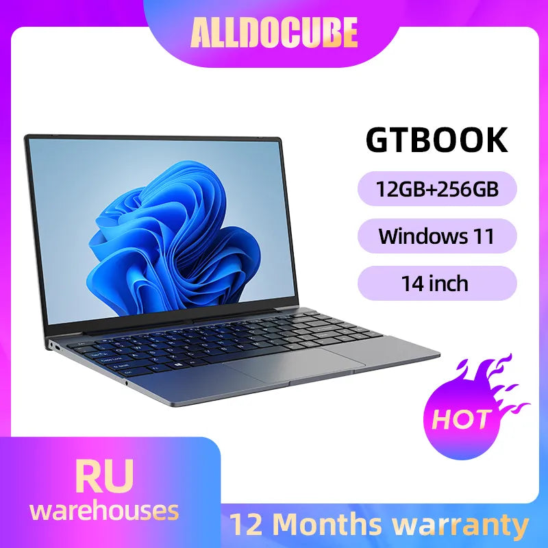ALLDOCUBE GT Book Windows 11 Laptops 12GB LPDDR4  256GB SSD  Intel Celeron N5100 1920×1080 IPS Notebook 14.1 inch WiFi6