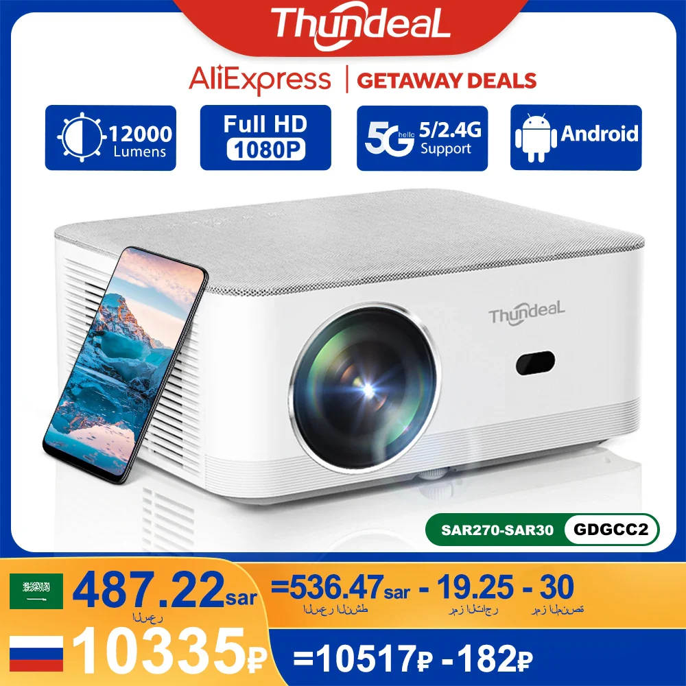 ThundeaL Portable Mini Projector TD92 Pro FHD 1080P Full HD Beam 4K Video WiFi Android Projector TD92Pro 3D Movie Home Theater