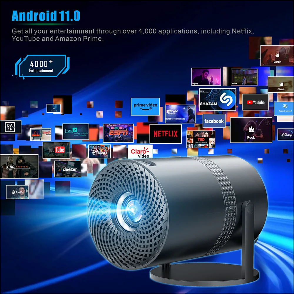 Salange P300 Projector 8K AVI Android11 2.4G/5G WiFi BT5.1 Smart TV 720P Cinema 180 Degree Free Projection Outdoor for Movie New