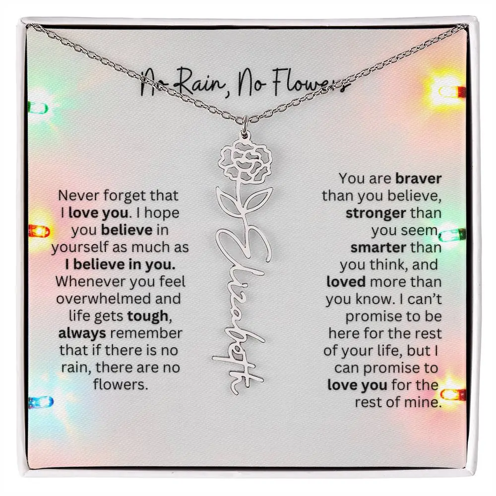 No Rain - No Flowers | Birth Necklace | Name Necklace | Christmas-Themed Personalized Jewelry for Mom, Wife, Daughter, Sister, and More