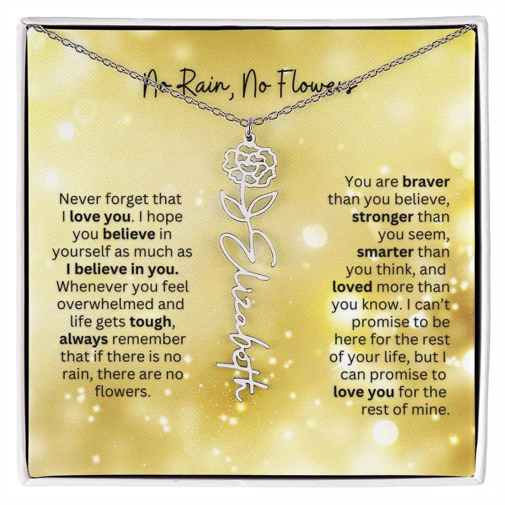 No Rain - No Flowers | Birth Necklace | Name Necklace | Christmas Jewelry Gift for Her: Mom, Wife, Daughter, Sister, and Best Friend