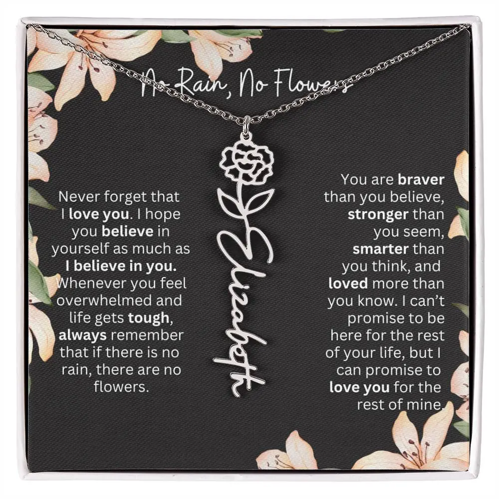 To My Beautiful Daughter Necklace I Birth Flower Necklace With Name I No Rain - No Flowers