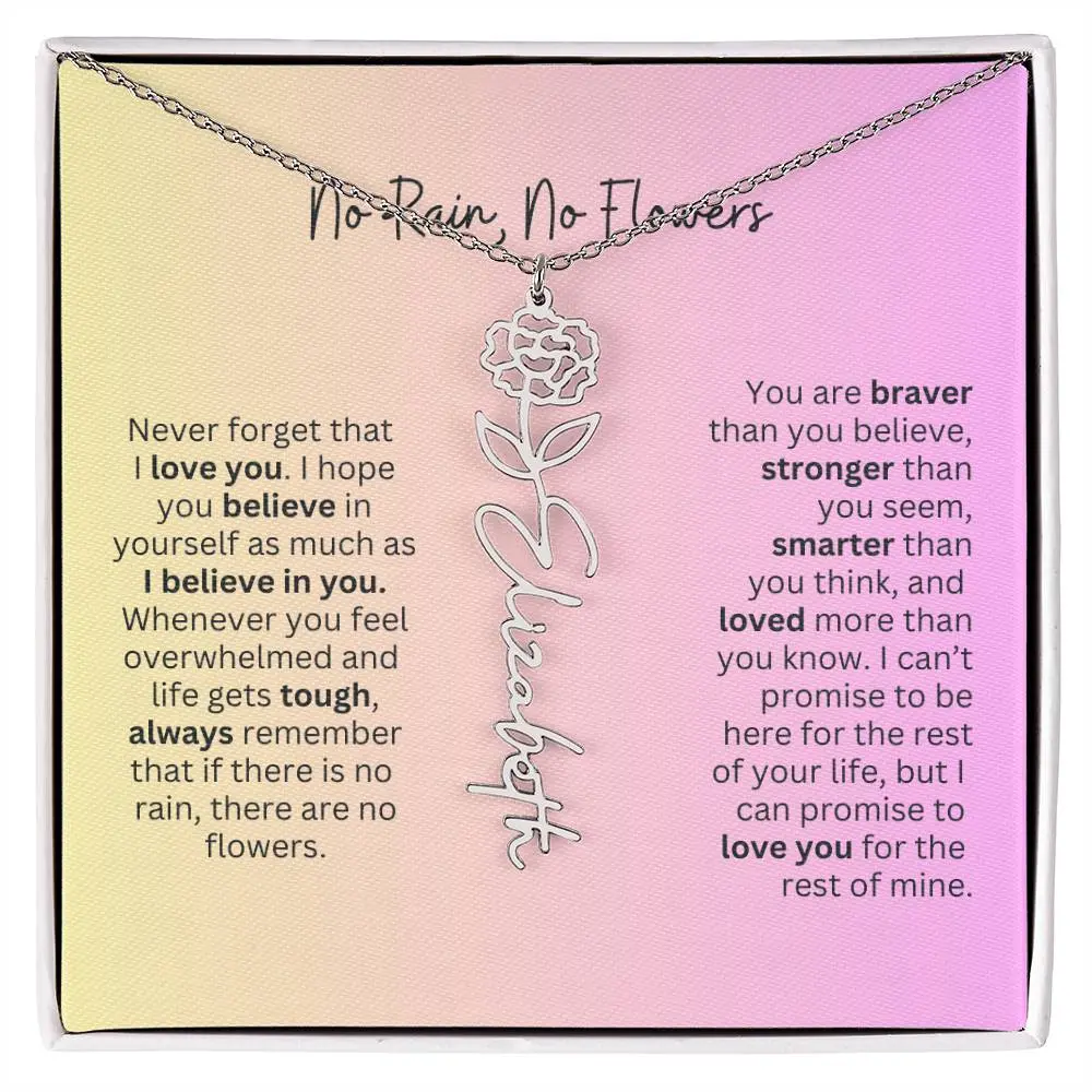 No Rain - No Flowers I Birth Necklace I Name Necklace I Pink