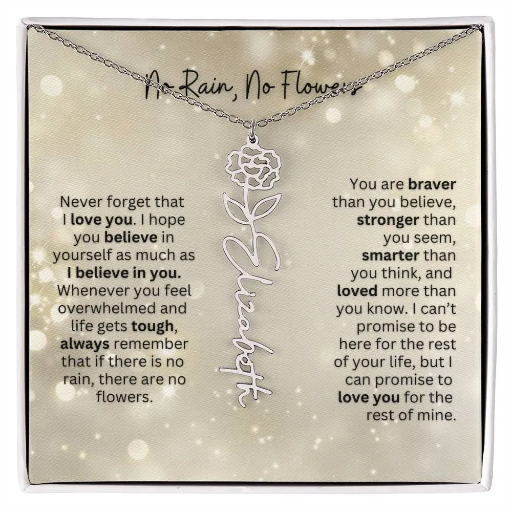 No Rain - No Flowers | Birth Necklace | Name Necklace | Thoughtful Christmas Gift for Mom, Wife, Daughter, Sister, Aunt, and Grandma