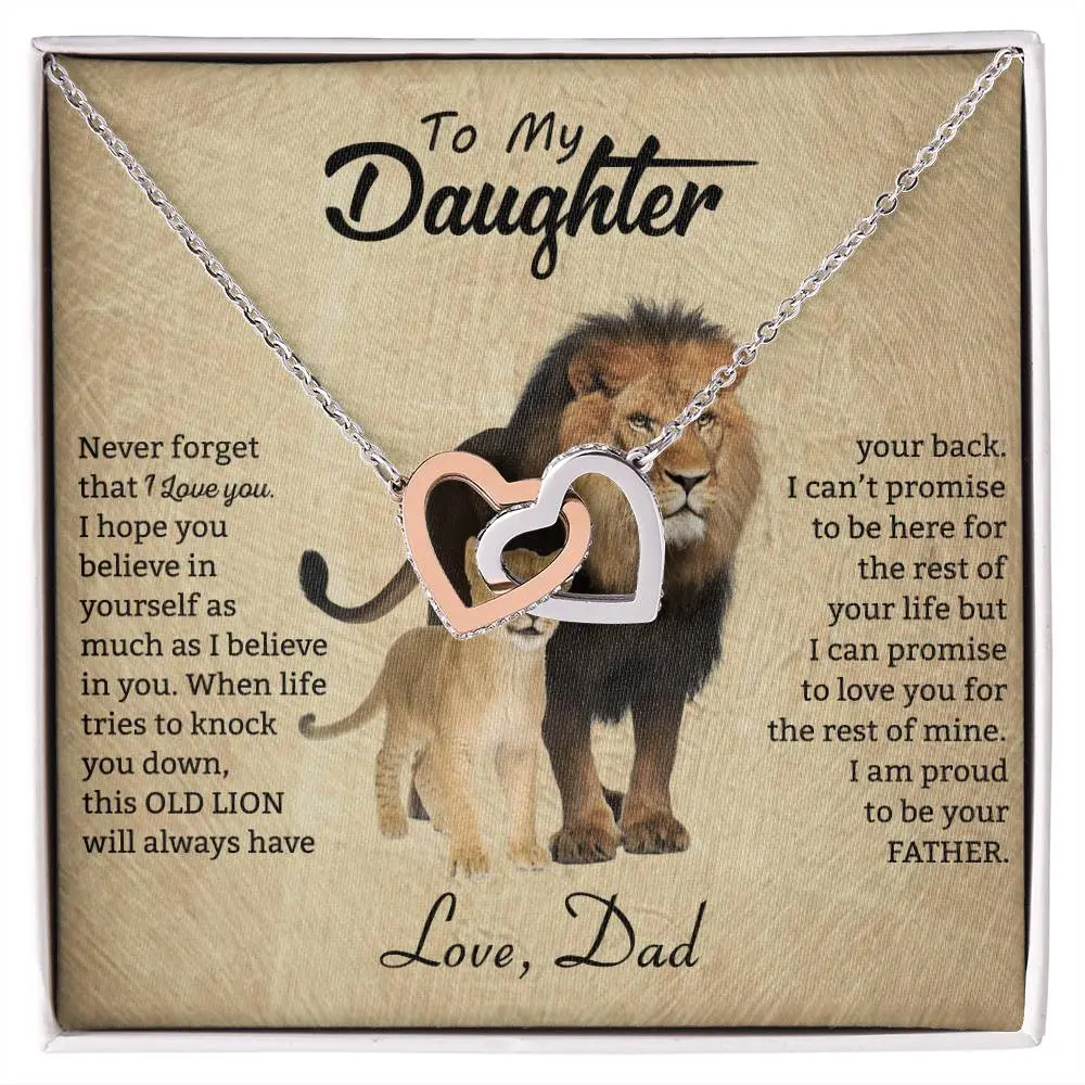 To My Daughter Necklace from Dad - Never forget that I love You, Lion Necklace