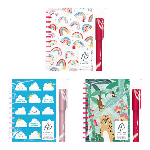 A5 WIRO NOTEBOOK AND PEN SET - KID ASSORTED