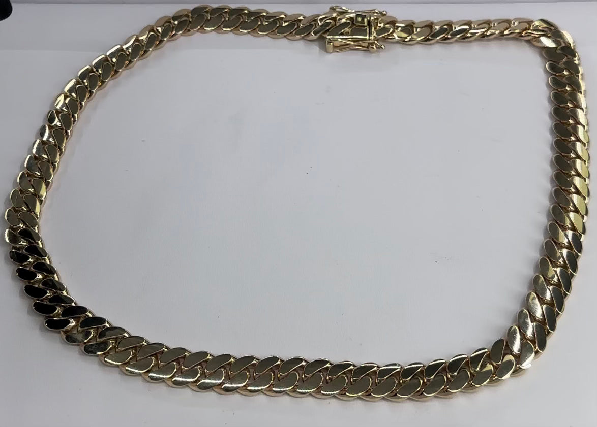10K Solid Miami Cuban Link Chain (Yellow Gold, sizes 10mm thru 20mm)