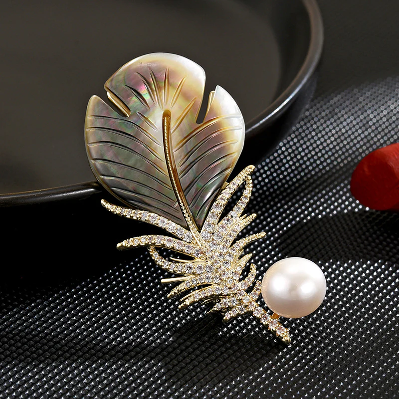 Peacock Feather Pin Pink Brooch