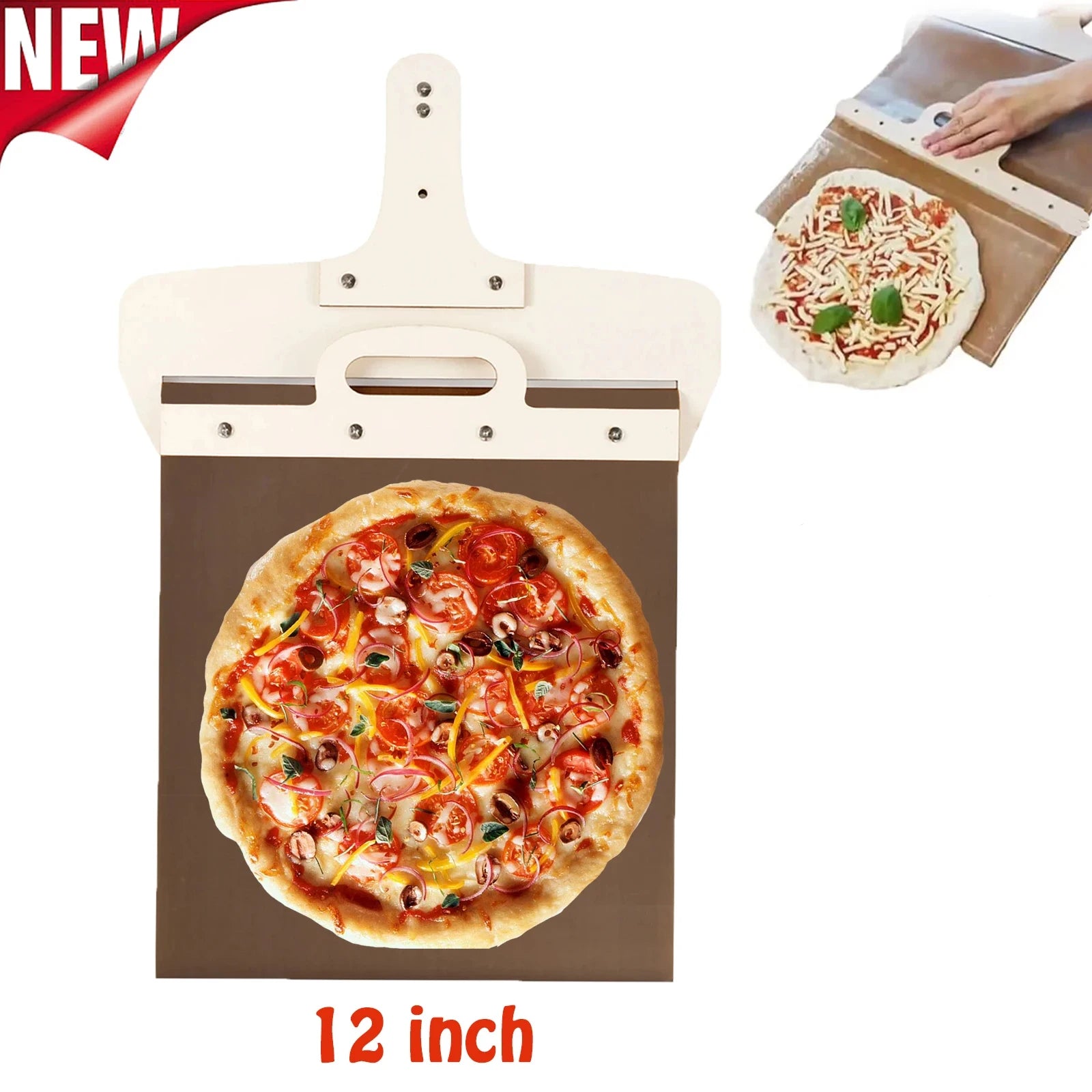 55 x 35cm Sliding Pizza Peel with Removable Wooden Handle - High-Temperature Resistant Pizza Spatula