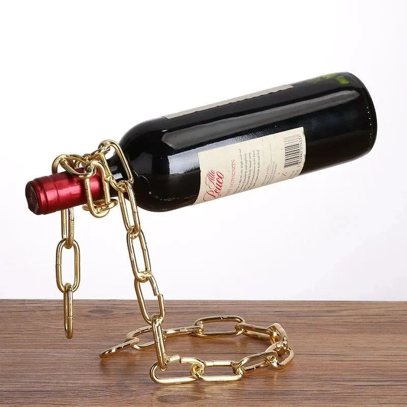 Hanging Chain Bottle Display Stand for Kitchen, Dining Room, Cellar, Bar Decoration
