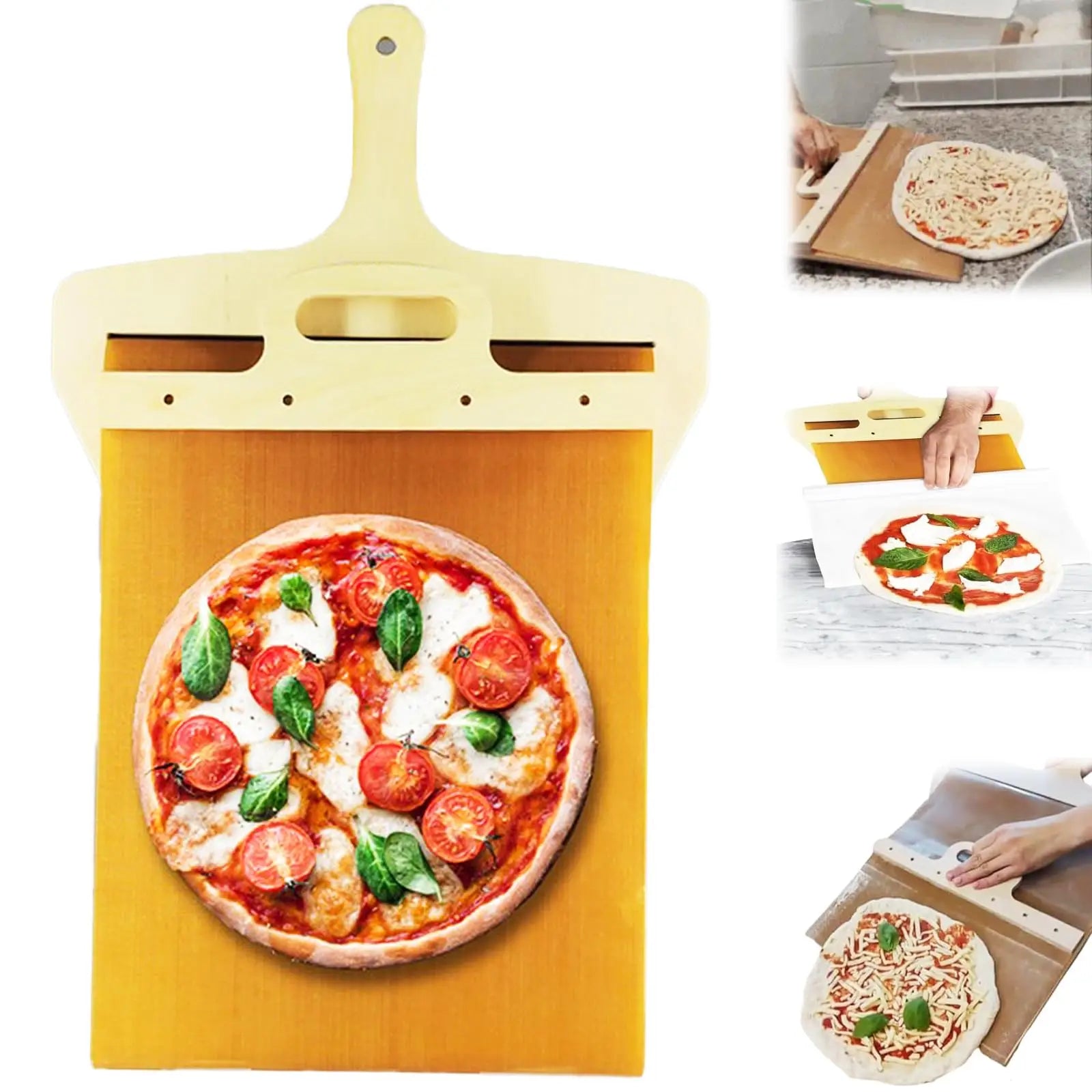 Foldable Wooden Handle Sliding Pizza Peel - Pizza Spatula and Bread Baking Tool