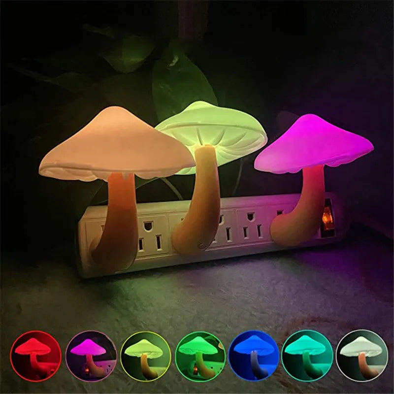 Automatic LED Mushroom Night Light for Toilet and Bedroom Decor