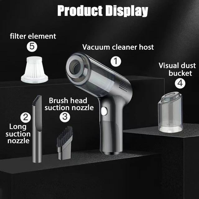 Portable Car Vacuum Cleaner - 15000PA Mini Wireless Handheld Vacuum for Home & Auto