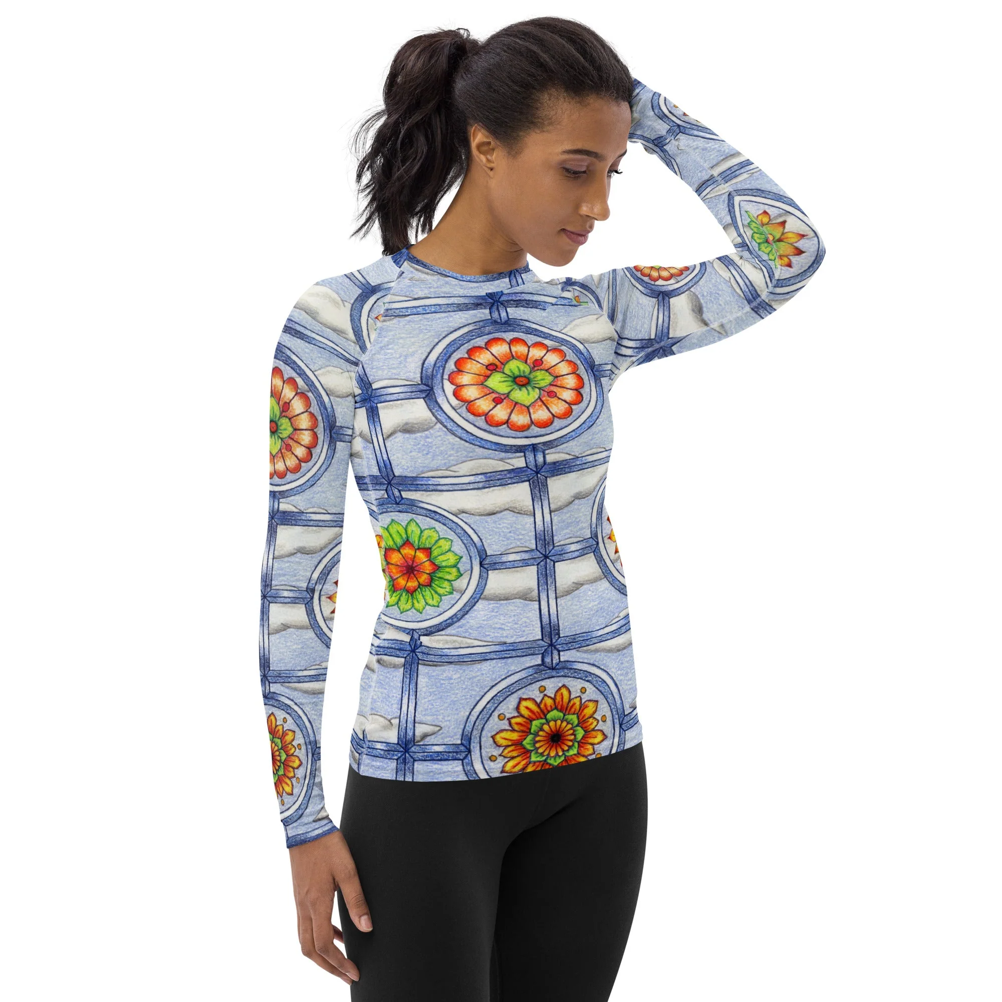 Stained Glass Mandala Women's Rash Guard