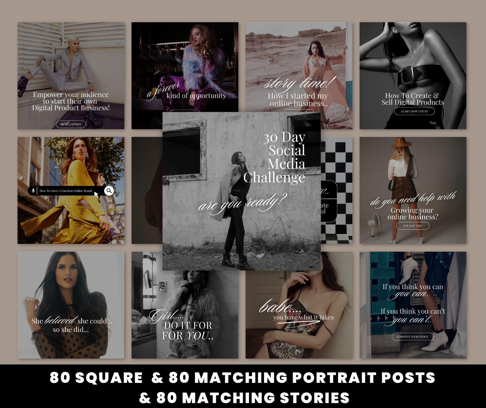 240 Social Media Templates: Millie Bold & Luxury