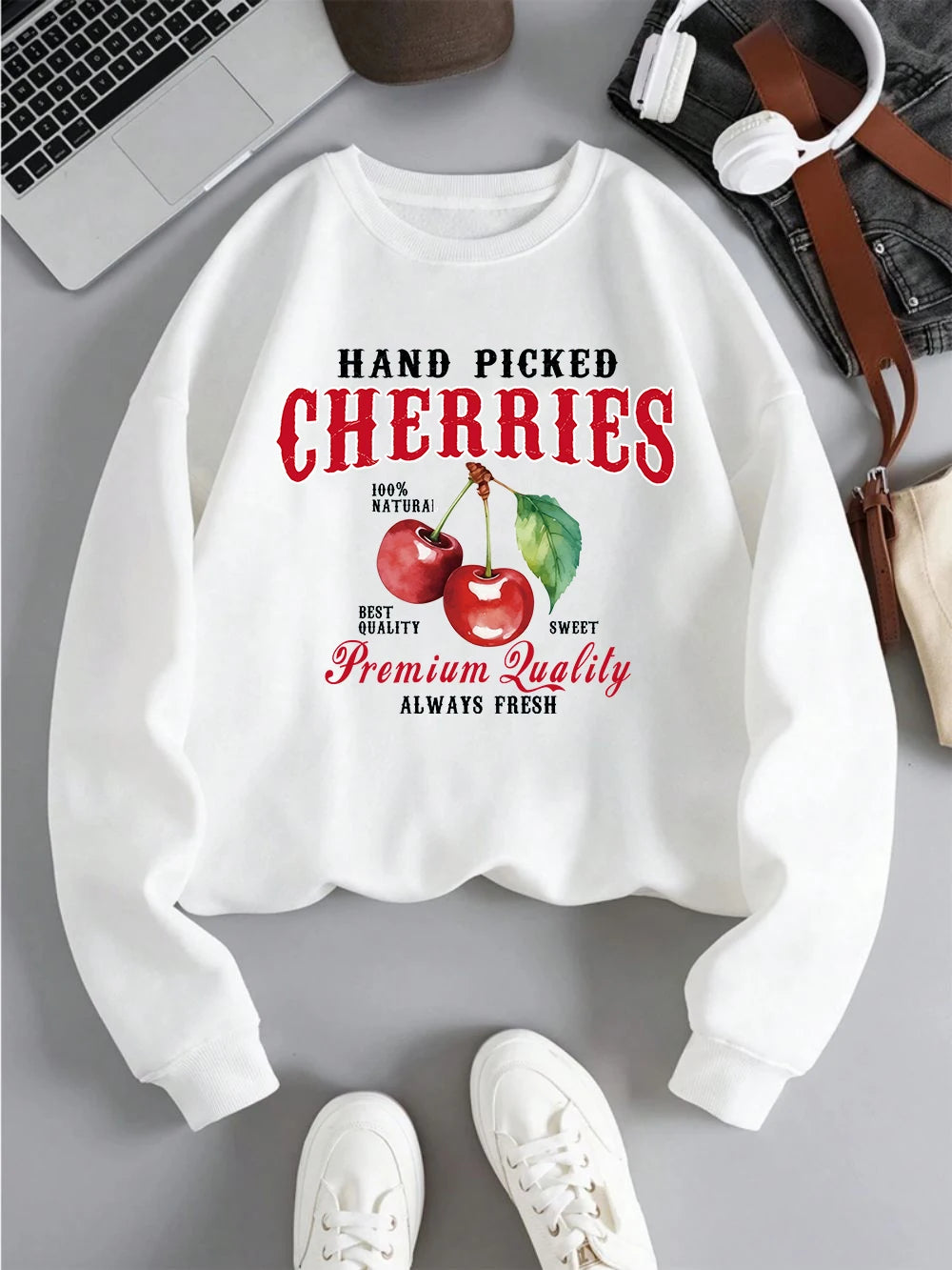 Men Hoodie Hand Picked Cherries Sweatshirt