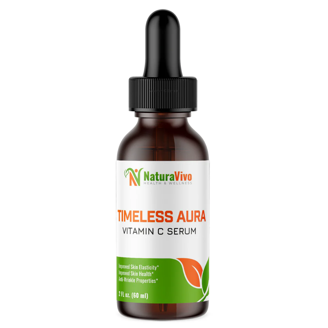 Timeless Aura Vitamin C Serum - Anti-Aging Face, Neck & Eye Serum for Radiant Skin - Boosts Collagen, Reduces Wrinkles & Dark Spots - Aloe, Vitamin E, Hyaluronic Acid & Antioxidants - 2oz