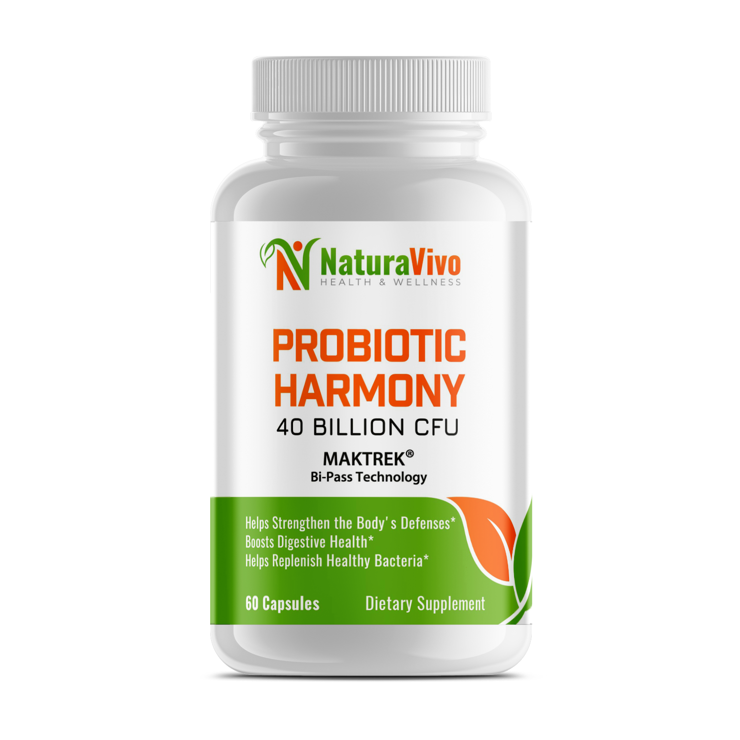 Probiotic Harmony - 40 Billion CFU | 4 Strains | Enhanced Gut Health, Immune Support, and Digestive Balance | 60 Veggie Capsules