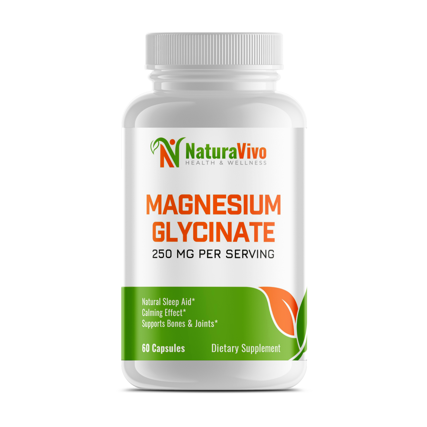 Magnesium Glycinate 250 mg per Serving - Premium Sleep Support, Bone Support and Muscle Relief - High Absorption - 60 Capsules