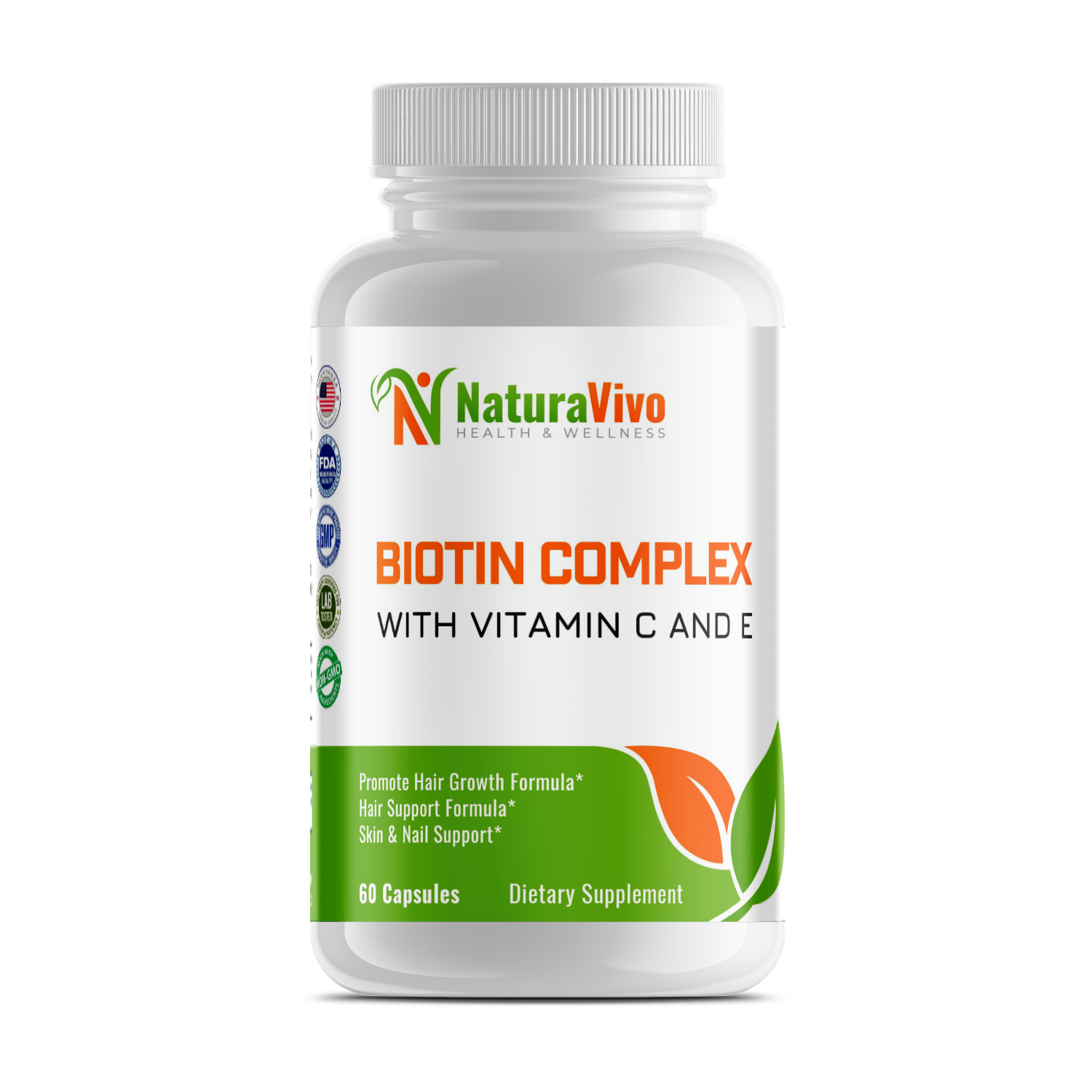 Biotin Complex with Vitamin C & E - 5,000 mcg - Hair Growth, Strong Nails & Radiant Skin