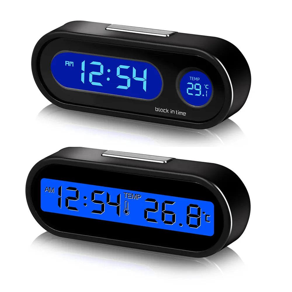 Mini Electronic Car Clock with Thermometer & LCD Display