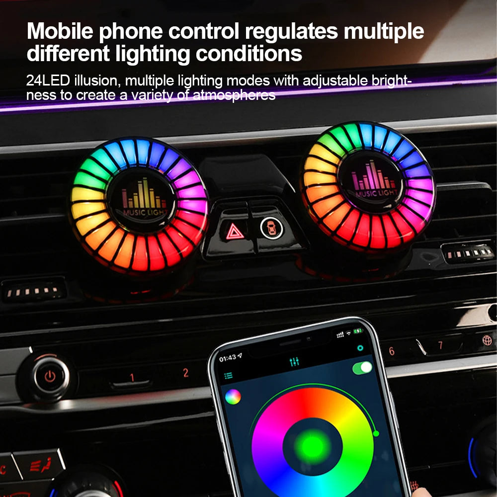 RGB LED Car Music Rhythm Lamp with Sound Control: Atmosphere Light & Air Outlet Freshener