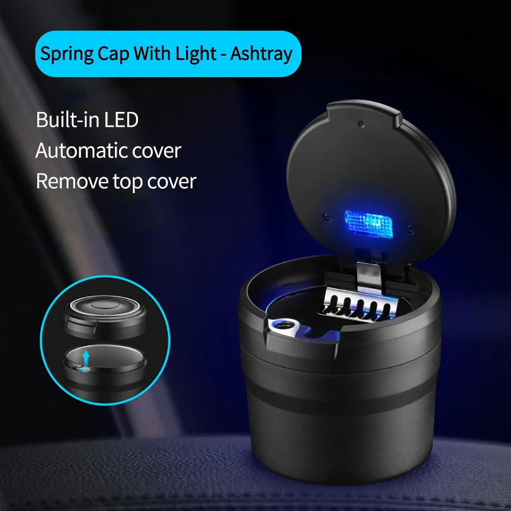 LED Car Ashtray Garbage Coin Storage Container Styling Accessory